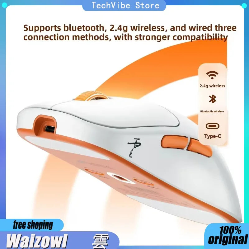 Waizowl Cloud Wireless Gaming Mouse PAW3395 26K DPI Symmetrical Tri-Mode 4KHz Polling Esports Mice for Medium Large Hands PC